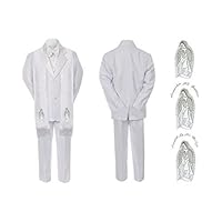 Baby Boy Christening Baptism Church White Suit Silver Mary Maria On Stole Sm-7