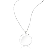 Magnifying Pendant Necklace 5X Magnifiers Necklace with 42mm Diameter Glass Jewerly Long Chain Magnifying Monocle Lens Book Reading Accessories Nice Gift for Parents (Silver)