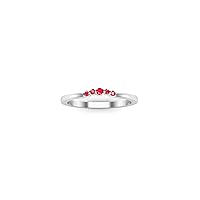 0.30 Ctw Round Cut Lab Created Pink Ruby Wedding Engagement Five Stone Band Ring 14K White Gold Plated