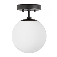 Soft Black Semi Flush Mount Ceiling Light Fixture, Frosted Glass Shade Vintage Close to Ceiling Light Fixture, Modern Indoor Flush Mount Light for Bedroom, Entryway, Corridor, Room Decor Lamp