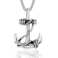 Mens Stainless Steel Nautical Surfing Beach Anchor Pendant Necklace Men