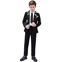 2 Pieces British Style Boy Suits Pilot Custome Tuxedo Slim Fit(Jacket+Pants) Party Performance