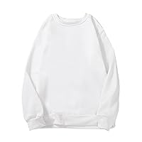 Women Fashion Crewneck Sweater Tops, Casual Long Sleeve Loose Fit Comfy Solid Ladies Basic Workout Pullover Sweatshirt