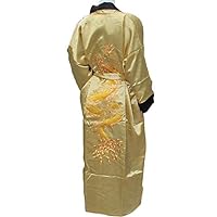 Chinese Bath Robe with Really Big Dragon in Both Side Gold and Black