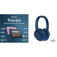 Tablet Bundle: Includes All-new Amazon Fire HD 8 tablet, 8” HD Display, 32 GB (Denim) & Made for Amazon Active Noise Cancelling Bluetooth Headphones (Blue)