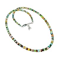 Handmade 925 Sterling Silver Genuine Fire Opal Beaded Strand Necklace Gemstone Jewelry For Men/Women