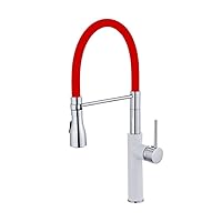 Kitchen Tap,Kitchen Faucets Black and Chrome Kitchen Sink Crane Deck Mount Pull Down Dual Sprayer Nozzle Hot Cold Mixer Water Taps Orange Green/Red