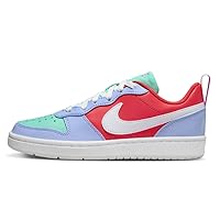 Nike Court Borough Low Recraft Big Kids' Shoes (DV5456-400, Cobalt Bliss/Track RED/Emerald Rise/White) Size 4.5