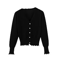 Korean Style Black Cropped Clothing Long Sleeve Top Women's Coat Spring Knit Ladies Cardigan Female Sweaters