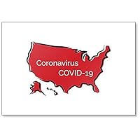 Red Sketch Map of USA with Coranovirus Covid-19 Inscription Fridge Magnet
