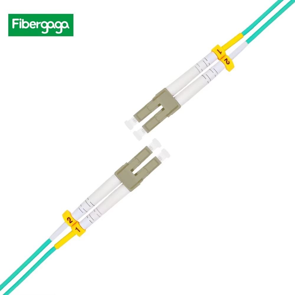 Fibergaga 5m(16ft) OM3 LC to LC Fiber Patch Cable Multimode Duplex Length Option: 0.5M(1.6ft)-100M(328ft) 50/125μm 2.0mm Cable Diameter Fiber Optic Cable