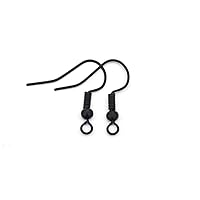 200pcs/Pack Multicolor 18mm Charms Earing Hook with Ear Bead and Coil, Earring Hooks Jewelry Earring Findings for DIY Jewelry Making Earring Supplies (Black)