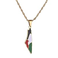 Stainless Steel Al-Aqsa Mosque Palestine Map Pendant Necklaces Jewelry