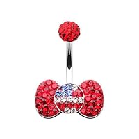 WildKlass Jewelry American Flag Bow-Tie Multi-Sprinkle Dot 316L Surgical Steel Belly Button Ring