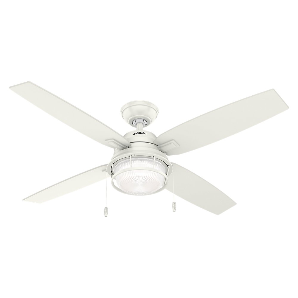 Hunter Fan Company, 59240, 52 inch Ocala Fresh White Indoor / Outdoor Ceiling Fan with LED Light Kit and Pull Chain