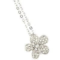 Flower Crystal Charm Pave Setting Necklace
