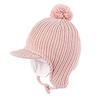 Baby Toddler Infant Kids Autumn and Winter Visor Knitted Hat Fleece Lined Warm Earflap Beanie Cap for Boys Girls (Color : D, Size : Small)