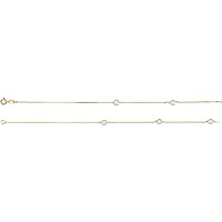 14k Yellow Gold 18 Inch White Pearl Station Necklace Jewelry for Women