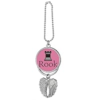 Rook Black Word Chess Game Silver Wing Car Pendant Decoration