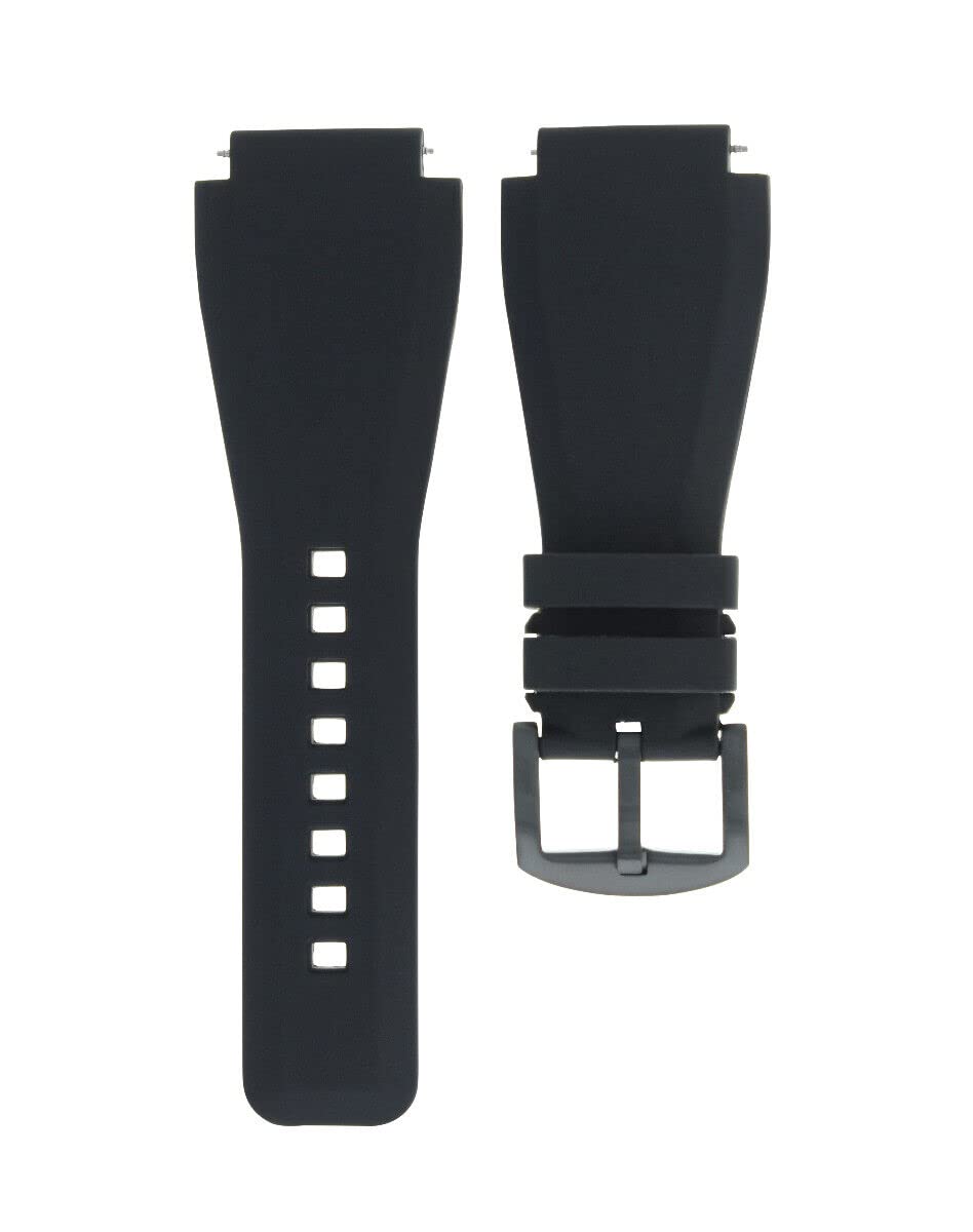 Ewatchparts BR02 BR-02 SILICONE RUBBER STRAP BAND BRACELET COMPATIBLE WITH BELL & ROSS B & R BLACK PVD 26mm