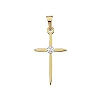 14k Yellow Gold Religious Faith Cross Pendant Necklace With Diamond 17x11mm Jewelry for Women