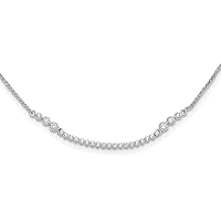 14k White Gold Lab Grown Diamond Tennis Style Bolo Adjustable Necklace Jewelry for Women