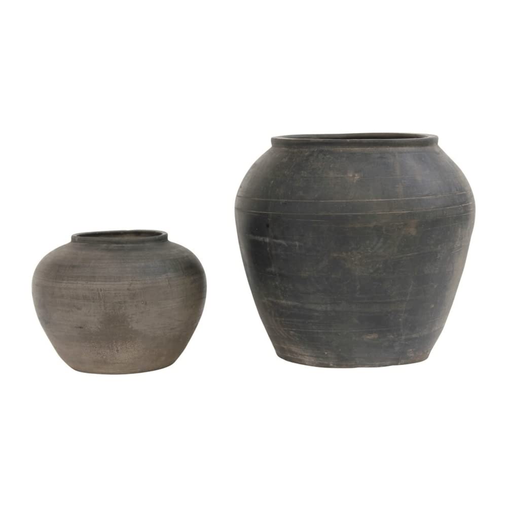 Artissance Home Vintage Charcoal/Gray Pottery Jar, Gray (Size & Color Vary)