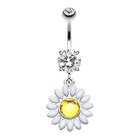 WildKlass Jewelry Daisy Marquise Flower 316L Surgical Steel Belly Button Ring