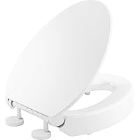 25875-0 Hyten Elevated Quiet-Close Elongated Toilet Seat, Contoured Seat with Grip-Tight Bumpers, Quick-Attach Hardware, White