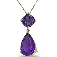 Women's Amethyst Drop Pendant & Complementary Chain in 10k Yellow Gold