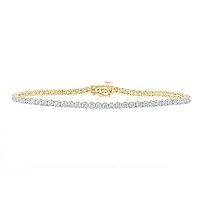 10K Yellow Gold Mens Diamond 9-inch Single Row Stylish Link Bracelet 1/2 Ctw.