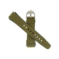 18MM ARMY GREEN STITCHED LEATHER SPORT MILITARY DIVER WATCH BAND STRAP FITS SWISS ARMY