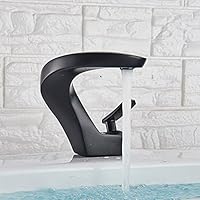 Faucets,Kitchen Faucet Basin Faucets Bath Basin Mixer Faucet Creative Waterfall Water Outlet Bathroom Vessel Sink Mixer Taps Hot and Cold Water Mixer/Matte Black