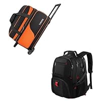 YOREPEK Travel Backpac & Bowling Ball Bag, Extra Large 50L Laptop Backpacks for Men Women, Padded Divider & Ball Cup Holder for 2 Ball Airline Approved Business Work Bag
