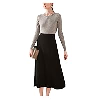 100% Wool A-Line Skirt Ladies Knit Cashmere Skirt Mid-Length Solid Wild Autumn High Waist Bag Hip Skirt