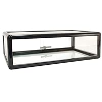 Black Countertop Glass Display Showcase, Black Aluminum Frame with Sliding Doors and Front Lock