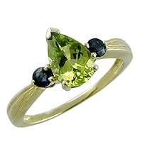 Carillon Green Apatite Cushion Shape Natural Non-Treated Gemstone 14K Yellow Gold Ring Birthday Jewelry for Women & Men