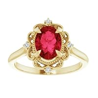Vintage Oval Ruby Ring 14k White Gold 2 CT Victorian Genuine Ruby Diamond Ring, Antique Red Ruby Engagement Ring, July Birthstone Ring