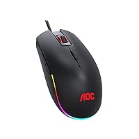 AOC Gaming RGB Gaming Mouse, NVIDIA Reflex Analyzer Compatible, Low Input Lag, OMRON (L&R) Switches, 5000 DPI, Customizable Buttons and On-The-Fly DPI Change, Light FX RGB, GM500