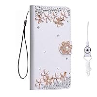 Galaxy Note 20 Ultra Case, Bling Leather Filo Slots Wallet Flip Protective Phone case & Neck Strap [Kickstand] [Card Slots] [Magnetic Closure] for Samsung Galaxy Note 20 Ultra 5G (Five Flowers)