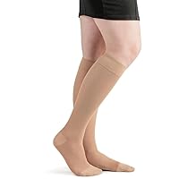 Opaque Microfiber 15-20 mmHg Compression Stockings, Knee High, Closed Toe, Moderate Support