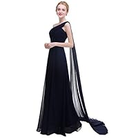 One Shoulder Long Prom Evening Gown Bridesmaids Dress Navy 16