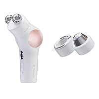 Pro Handheld Facial Massage Device and Hot and Cold Rings Bundle (White)