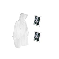 Disposable Rain Ponchos for Adult, Waterproof Plastic and Drawstring Hood, Clear