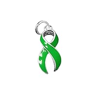Fundraising For A Cause | Large Green Ribbon Awareness Charms – Green Ribbon Shaped Charms for Organ Donation, Cerebral Palsy, Mental Health, and Liver Cancer Awareness Jewelry Making (Pack of 5)