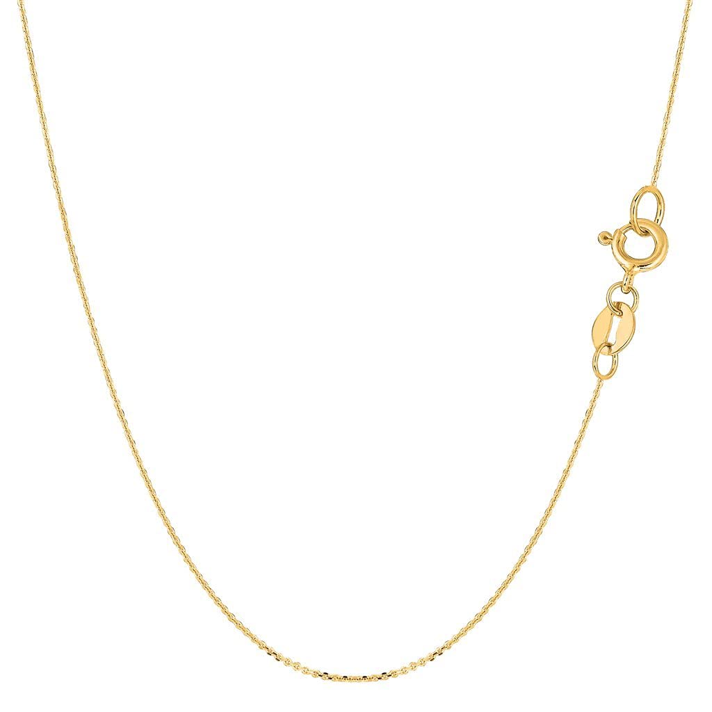 The Diamond Deal 14K Solid Yellow Gold Cable Link Chain/Necklace, 0.7mm Thin Dainty High Polished Pendant/Charm Chain, Sizes 16'' 18'' 20'' Inches,