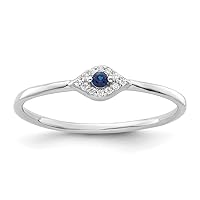 925 Sterling Silver Rhodium Plated Blue and Clear CZ Cubic Zirconia Simulated Diamond Evil Eye Ring Jewelry for Women - Ring Size Options: 6 7 8