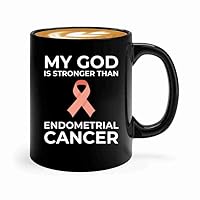 Endometrial Cancer Survivor Coffee Mug 11oz Black -Than Endometrial Cancer - Endometrial Cancer Awareness Peach Ribbon For Cancer Uterine Cancer Survivor