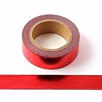 Syntego Solid Foil Washi Tape Decorative Self Adhesive Masking Tape 15mm x 10 Meters (Red)
