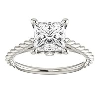 Mois 1 CT Princess Colorless Moissanite Engagement Ring for Women/Her, Wedding Bridal Ring Set, Eternity Sterling Silver Solid Gold Diamond Solitaire 4-Prong Set for Her